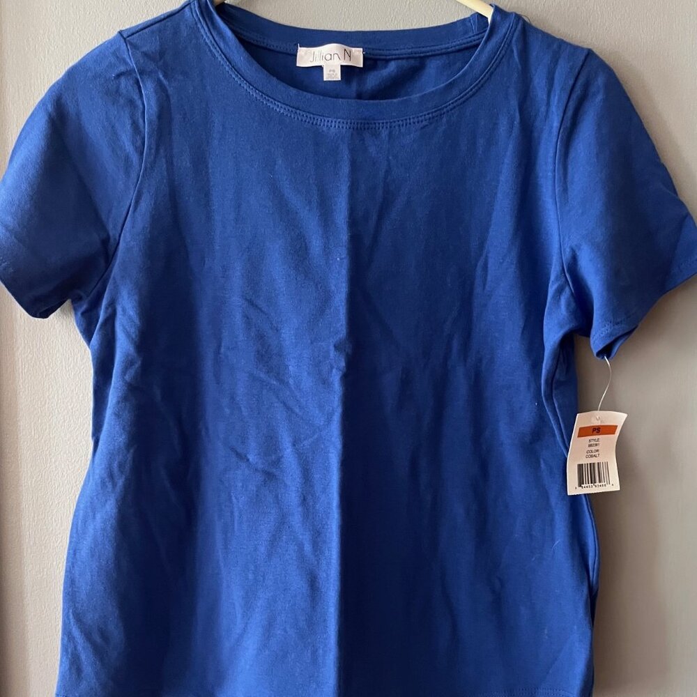 Jillian N Cobalt Blue Short Sleeve Shirt - Size Petite Small